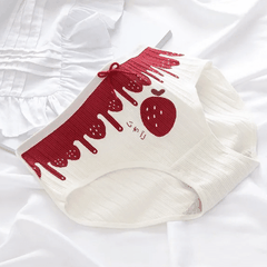[Mã S15] Quần Lót Nữ Cotton Gân Tăm Dâu Tây Đỏ, Quần Chip Nữ Chống Vi.êm Mềm Mại Thoáng Mát