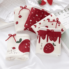 [Mã S15] Quần Lót Nữ Cotton Gân Tăm Dâu Tây Đỏ, Quần Chip Nữ Chống Vi.êm Mềm Mại Thoáng Mát