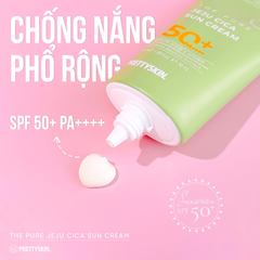 Kem Chống Nắng Rau Má Dành Cho Da Dầu Mụn Nhạy Cảm PRETTYSKIN Jeju Cica SPF50+ PA++++ 50ml