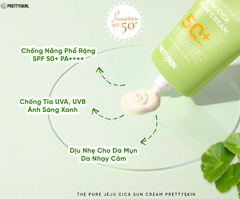 Kem Chống Nắng Rau Má Dành Cho Da Dầu Mụn Nhạy Cảm PRETTYSKIN Jeju Cica SPF50+ PA++++ 50ml