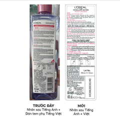 [Chính Hãng] Nước tẩy trang làm sạch, dưỡng ẩm cho mọi loại da L'Oreal 3-in-1 Micellar Water 400ml
