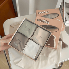 [Mã S12] Set 4 Quần Lót Su Full Hộp Gấu Cookie Cao Cấp, Quần Chip Nữ Su Lạnh Kháng Khuẩn Nâng Mông
