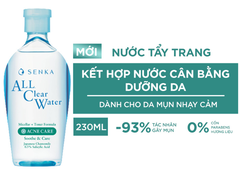 Nước tẩy trang Senka All Clear Water Micellar Formula Nhật Bản 230ml dưỡng sáng, giảm nhờn, giảm mụn