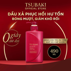 Bộ Ba Gội Xả Tsubaki Premium Moist 490ml (Đỏ) & Mặt Nạ Tóc Phục Hồi Hư Tổn Tsubaki 180g