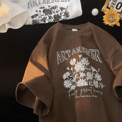 MS013 Áo Thun Unisex Nam Nữ, Áo Thun Form Rộng Thời Trang In Chữ ART ANSWER Dễ Thương Freesize
