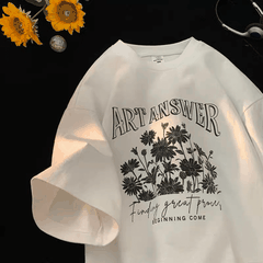 MS013 Áo Thun Unisex Nam Nữ, Áo Thun Form Rộng Thời Trang In Chữ ART ANSWER Dễ Thương Freesize