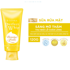 Combo Sữa rửa mặt Senka sáng da mờ thâm (vàng) & Bột đậu đỏ nguyên chất Mizuki dưỡng trắng da