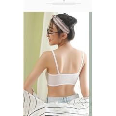 [A12] Áo Bra Học Sinh Chất Cotton Kẻ Tăm NANGEVA