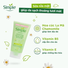 Sữa Rửa Mặt Dạng Gel Simple Dành Cho Da Nhạy Cảm Kind To Skin Refreshing Facial Wash Gel 150ml