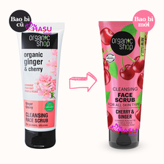 Tẩy Da Chết Cho Da Mặt Organic Shop Chiết Xuất Từ Cà Phê, Xoài & Mơ, Gừng & Hoa Anh Đào Bản Anh 75ml