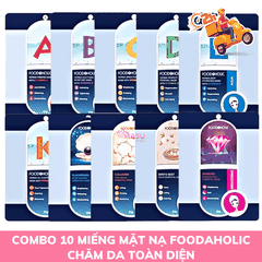 Combo 10 Miếng Mặt Nạ Foodaholic Essential Mask Cung Cấp Vitamin, Dưỡng Chất Cho Da, Chăm Sóc Da Toàn Diện 23g Hàn Quốc