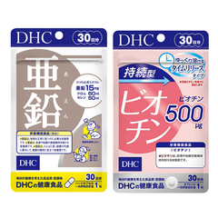 Combo Viên Uống DHC Tóc Chắc Khoẻ - Giảm Gãy Rụng 30 Ngày (Kẽm 30v & Biotin 30v)