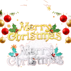 Noel-Chữ Merry lá trái đỏ 14cm 91-701 (1 cái)-JC