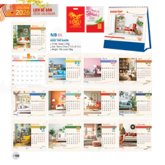 Lịch bàn chữ A 2026-NB