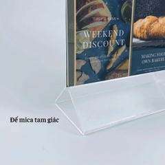 Kệ mica 2 mặt A4 đứng chân tam giác E01-SM
