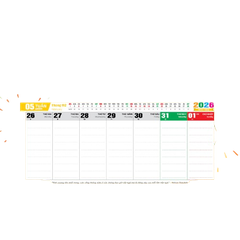 Lịch bàn 52 tuần đế nhựa 2026-V