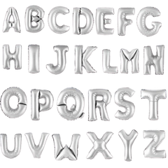 Bong bóng chữ/số rời/bạc tim lớn-PARTY/QSN