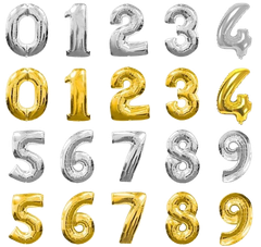 Bong bóng chữ/số rời/bạc tim lớn-PARTY/QSN