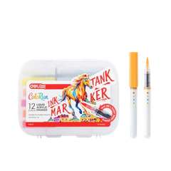 Bút lông Acylic 12 màu Deli C199-12 mực lỏng-LA