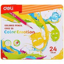 Chì 24 màu Deli C00225 hộp sắt-LA