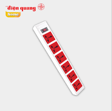 Ổ cắm Điện Quang 6 lỗ 5M 5BR 63 ECO màu trắng đỏ-ĐQ