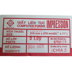Giấy in liên tục LS K210x279mm 2 liên chia 2 A4