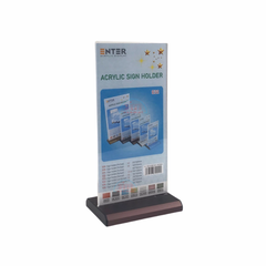 Kệ mica 2 mặt 1/3 A4 đứng E32 đế nhôm (10x21cm)-SM