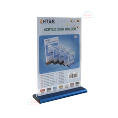 Kệ mica 2 mặt A4 đứng E29 đế nhôm (21x30cm)-SM