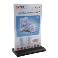 Kệ mica 2 mặt đứng E36 đế nhôm (12x18cm)-SM