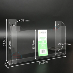 Kệ mica nhiều giấy treo tường Enter A4 C13 31X18cm ngang hông 25mm-SM