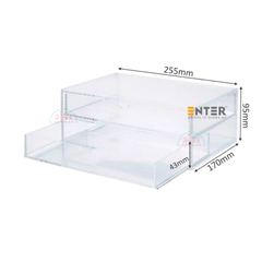 Kệ trưng bày mica Enter TB703 255x170x95mm 2 ngăn cửa kéo, hộc kéo, hộp trang sức-SM