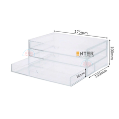 Kệ trưng bày mica Enter TB704 175x130x100mm 3 ngăn cửa kéo, hộc kéo, hộp trang sức-SM