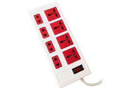 Ổ cắm Điện Quang 8 lỗ 5M 5WR 8 ECO màu trắng đỏ-ĐQ