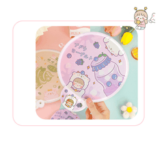 Quạt xếp mini cán