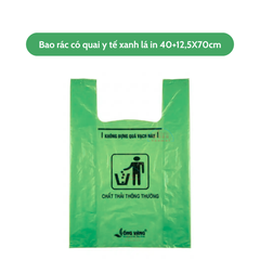 Bao rác có quai y tế xanh in 40+12,5X70cm-C/GT