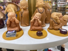 Bộ 3 chú tiểu đế gỗ đọc sách, mõ-NĐ