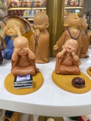 Bộ 3 chú tiểu đế gỗ đọc sách, mõ-NĐ