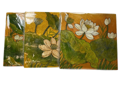 Tranh gỗ sơn mài vuông sen 20cm-SMTB