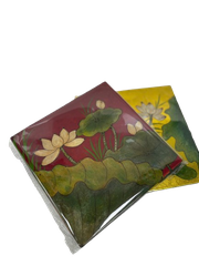 Tranh gỗ sơn mài vuông sen 15cm-SMTB