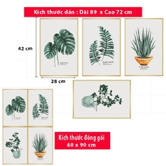 Decal dán tường Sticker dán tường in chất lượng cao có keo mặt sau mẫu khung tranh lá ZH59