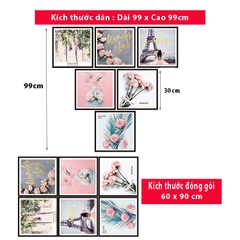 Decal dán tường Sticker dán tường in chất lượng cao có keo mặt sau mẫu hoa lá phong cách Vintage Zh42
