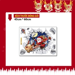 Decal dán tường Giáng Sinh 3D Ông già Noel ABQ6005 trang trí tường, Sticker, Miếng dán tường, hình dán