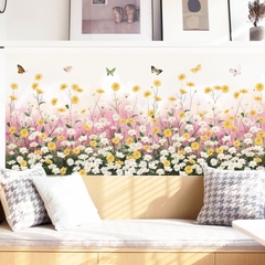 Decal dán tường Sticker dán tường in chất lượng cao có keo mặt sau mẫu Hoa Cúc Dại ZDB-2485