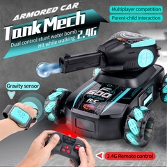 Xe Tank Điều Khiển Từ Xa Bằng Cảm Biến Đeo Tay Và Remote 2.4Ghz Tank Mech, Xoay 360 Độ Có đèn và hiệu ứng khói