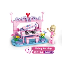 Đồ chơi lắp ráp cho bé gái , bé trai mẫu phòng âm nhạc ,phòng trang điểm, phòng khách, phỏng ngủ chất liệu nhựa ABS