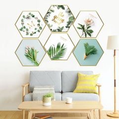 Decal dán tường Sticker dán tường in chất lượng cao có keo mặt sau mẫu hoa lá phong cách Vintage ZH60