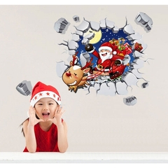 Decal dán tường Giáng Sinh 3D Ông già Noel ABQ6005 trang trí tường, Sticker, Miếng dán tường, hình dán