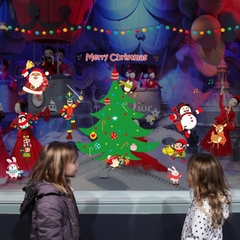 Decal dán tường Giáng Sinh 3D Ông già Noel HM92015DS trang trí tường, Sticker, Miếng dán tường, hình dán