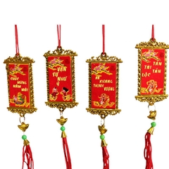 Phụ kiện trang trí tết 04 Liễn nhỏ câu đối tết trang trí cây mai cây đào trang trí cửa đón tết HPMTET