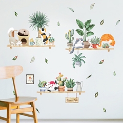 Decal dán tường Tranh dán tường Sticker Dán Tường Mẫu mèo con và hoa Cho bé ZH96